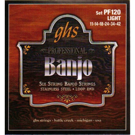 6 String Banjo Strings - Loop End - GHS- PF120