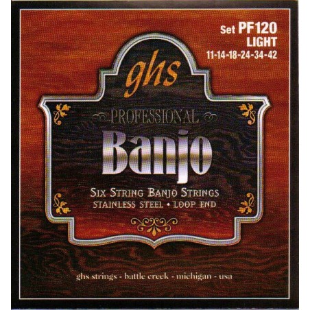 6 String Banjo Strings Loop End GHS- PF120