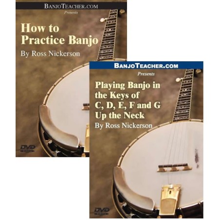 Online DVDs - Two - How to Practice Banjo AND Playing in the Keys of C, D, E, F, and G Up the Neck
