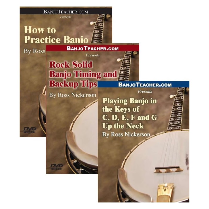 Online Lesson Buy all three How to Practice Banjo Rock Solid Banjo Timing and Backup Tips Playing in the Keys of C, D, E,