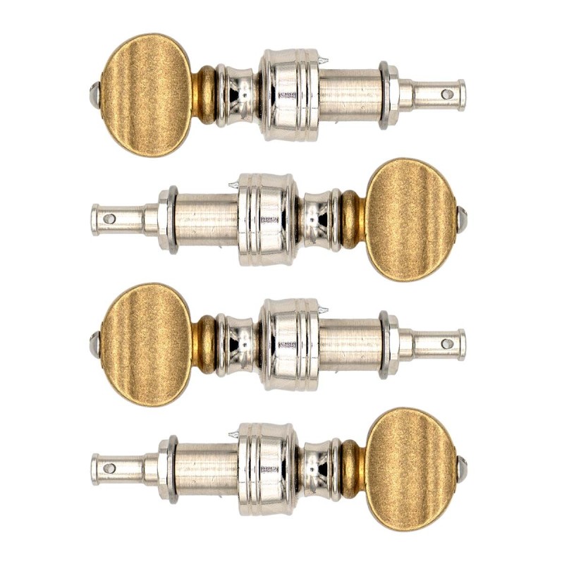 Rickard Cyclone 10:1 High Ratio Banjo Tuners - Brass Buttons - Set of 4
