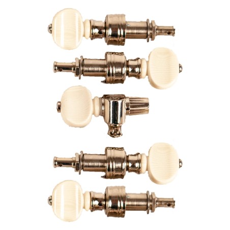 Rickard Cyclone 10:1 High Ratio Banjo Tuners - Set of 5 - Nickel with Pearl Buttons