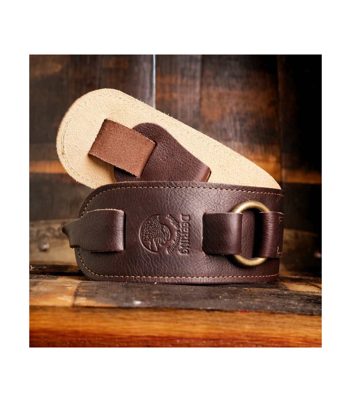 Deering Lalyered Stitched Leather Banjo Strap