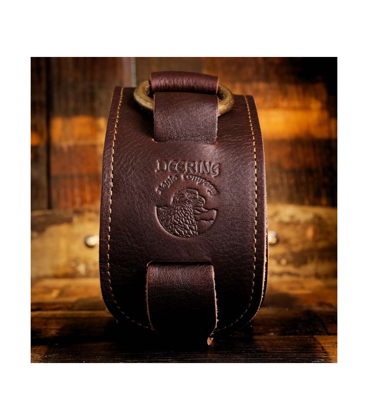 Deering Lalyered Stitched Leather Banjo Strap