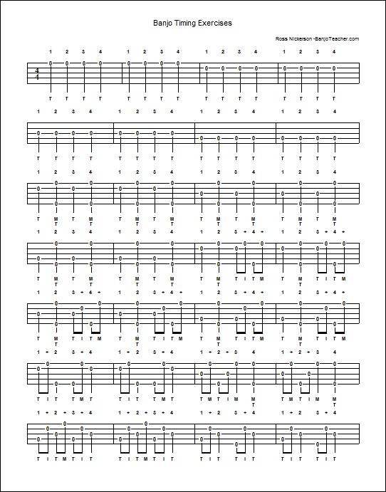 Banjo Timing Exercises Ross Nickerson-BanjoTeacherr.com