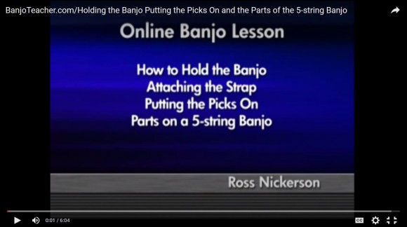 Free Video on How to Hold the Banjo, Attach a Strap and Put Picks On